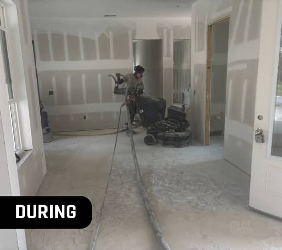 During Custom Metallic Epoxy Flooring wORK for Homeowner in Orange Park, FL
