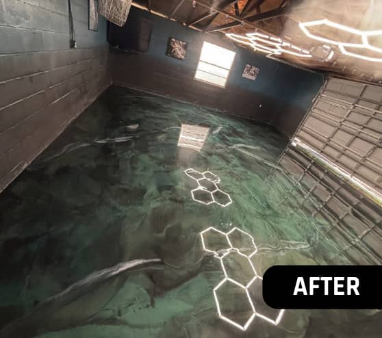 After Project Custom Metallic Epoxy Garage Floor Homeowner Jacksonville FL