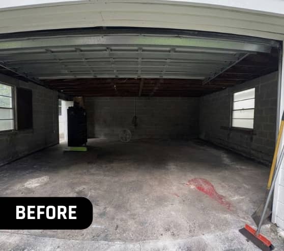 Before Custom Metallic Epoxy Garage Floor Homeowner Jacksonville FL