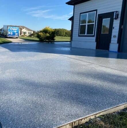 front view of epoxy flake flooring for driveway