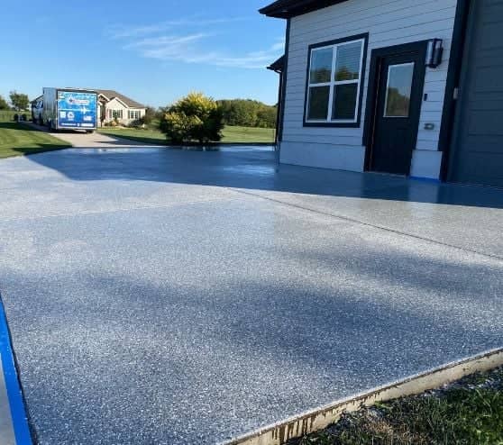 front view of epoxy flake flooring for driveway