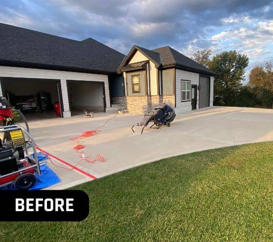 before portrait of homeowner driveway with concrete