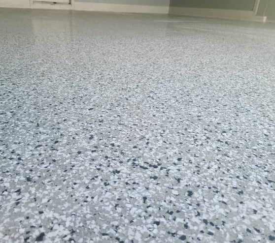 A close-up of epoxy flooring