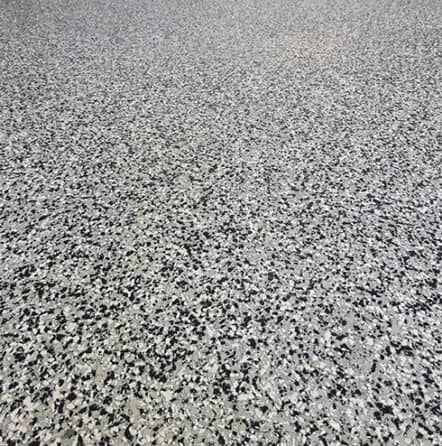 Epoxy flooring with domino flakes