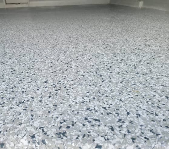 Epoxy flooring with snowfall flakes