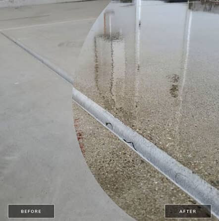 before and after view of concrete coating and refinishing in friant ca