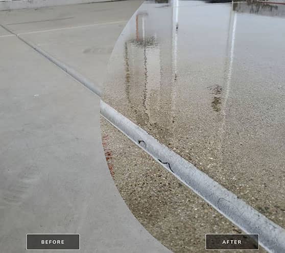 before and after view of concrete coating and refinishing in friant ca