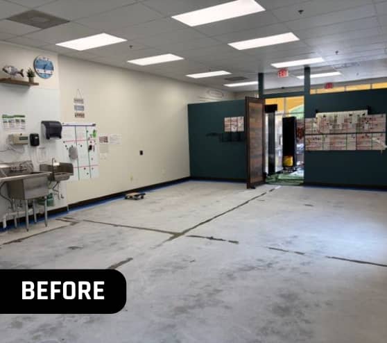 Before Epoxy Flake Flooring for Graze Craze in Brandon, FL