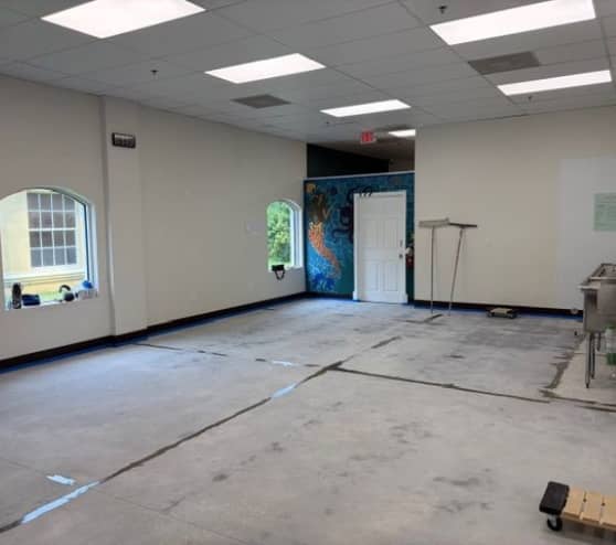 Before Epoxy Flake Flooring Project for Graze Craze in Brandon, FL