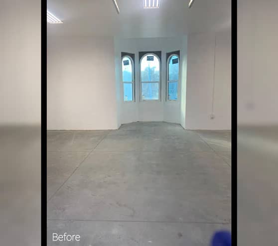 before view of epoxy flake flooring in Odessa, FL