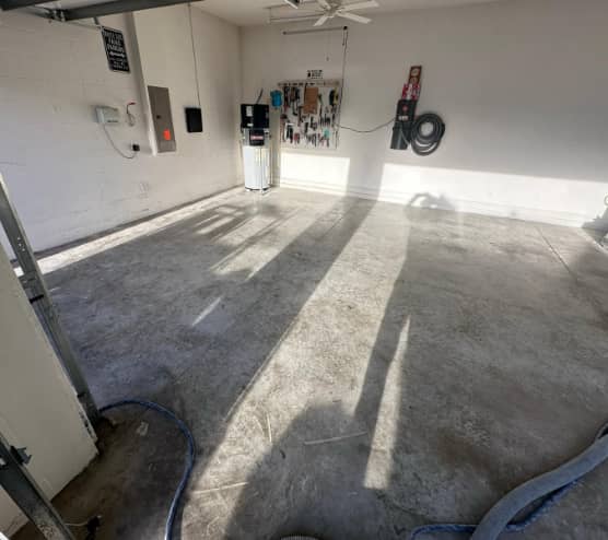 before view of epoxy flake flooring project