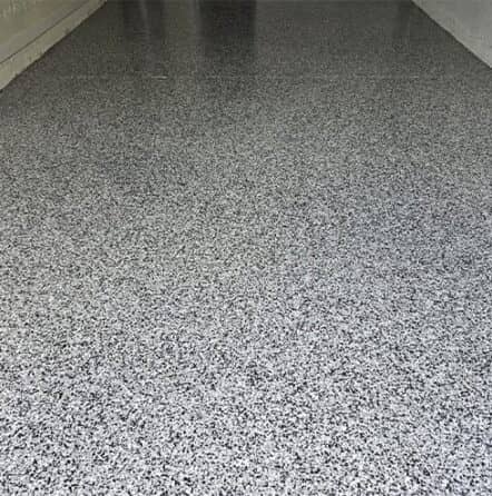 close-up of epoxy flooring in garage
