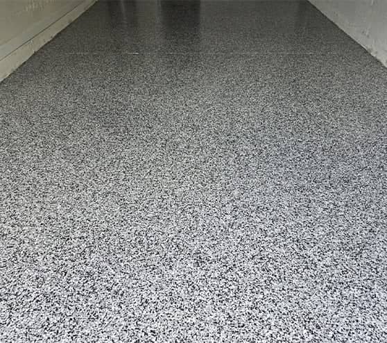 close-up of epoxy flooring in garage