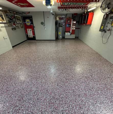 cherry bomb epoxy flake flooring in Valrico, FL