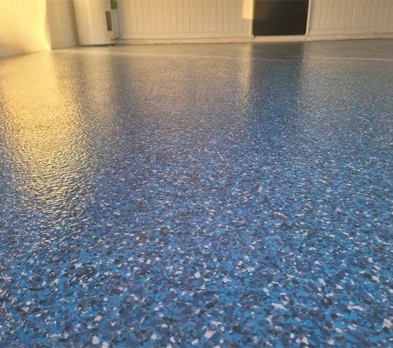 close view of blue epoxy flakes