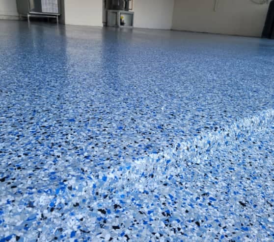 close view of blue epoxy flakes
