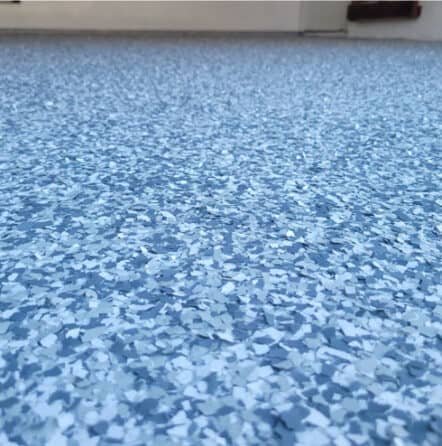 close view of epoxy flake flooring in Riverview, FL