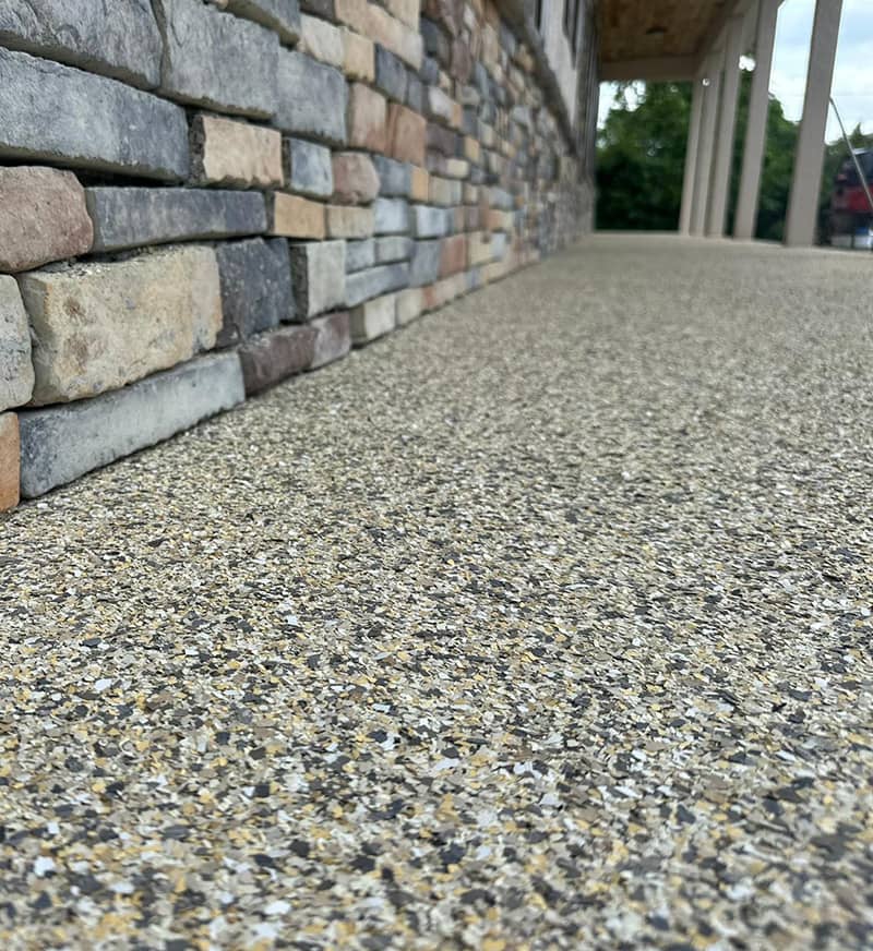 close view of residential epoxy flooring in Wimauma, FL