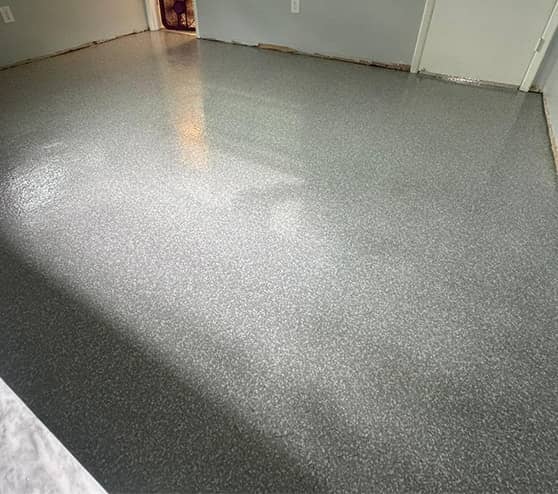 homeowner Coastal Blue Epoxy Flake Flooring for basement flooring