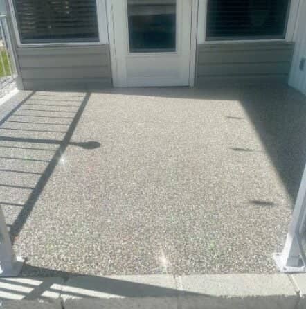 front porch with Custom Blend Epoxy Flake Flooring installed