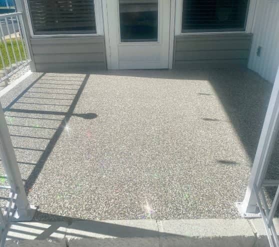 front porch with Custom Blend Epoxy Flake Flooring installed