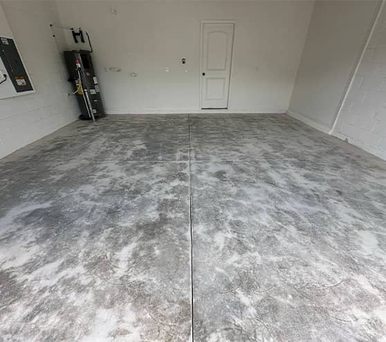 homeowner garage before blue epoxy installation