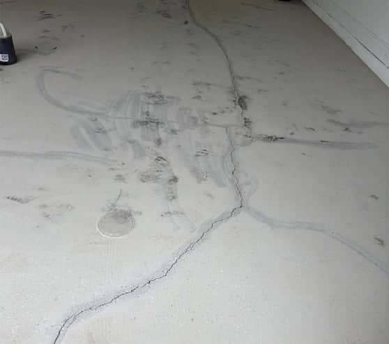 close-up of sealed cracks in garage