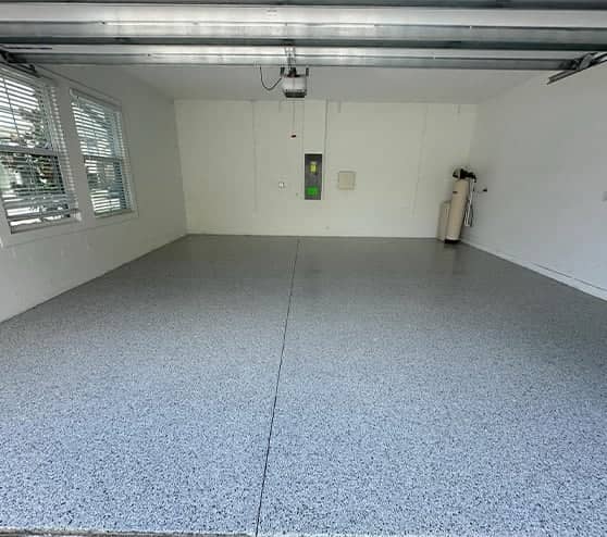 garage floor with lunar epoxy flake flooring