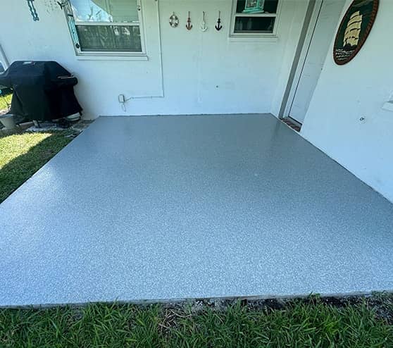 epoxy flake flooring for homeowner patio
