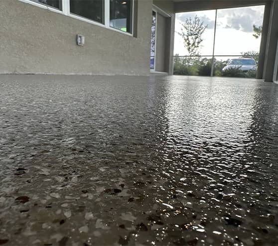 close-up of epoxy flake flooring