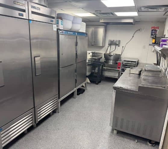 kitchen view on cruise ship with new flooring installed