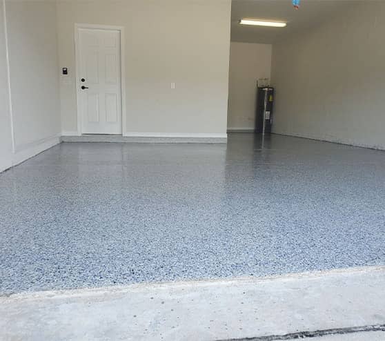 garage floor with new epoxy flooring