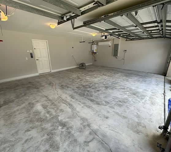 homeowner garage before epoxy flake flooring