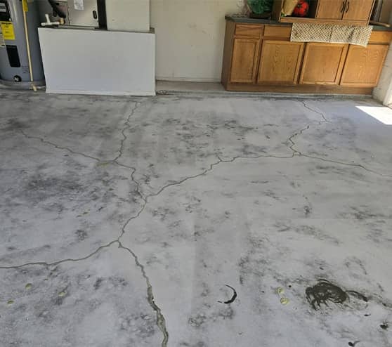 concrete sealing in garage before epoxy flake flooring