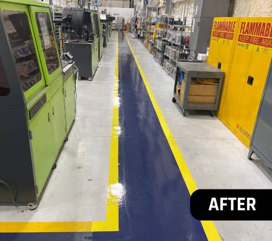 after portrait of TMF Plastic Solutions warehouse freshly painted