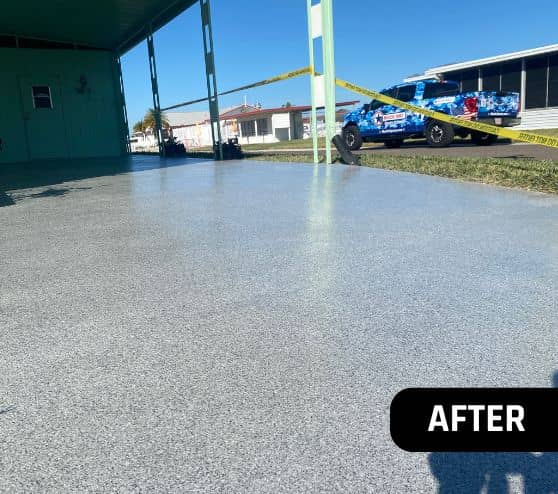 Grey Epoxy Flake Flooring installed for homeowner driveway