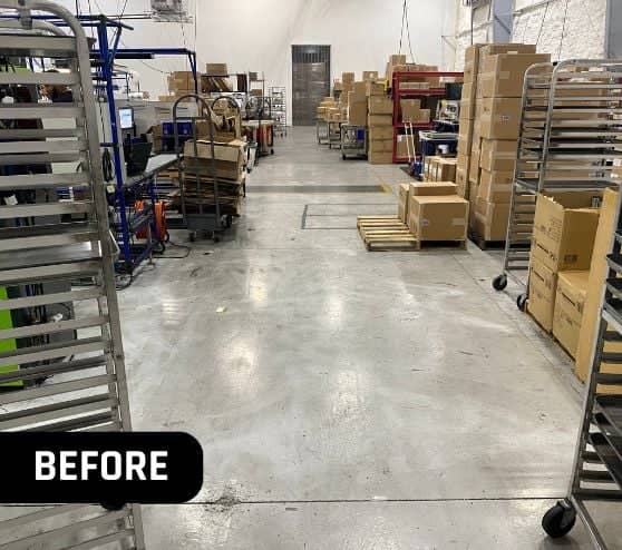 before portrait of TMF Plastic Solutions warehouse before new line markings