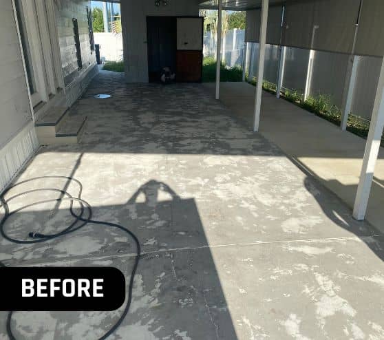 homeowner patio before new epoxy flooring is installed