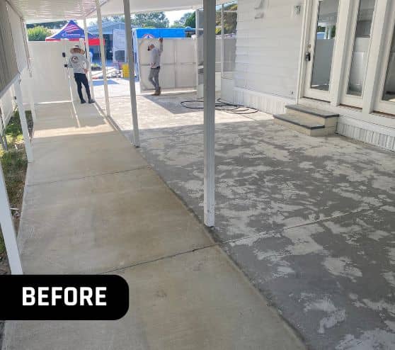 homeowner patio in florida with old concrete before portrait