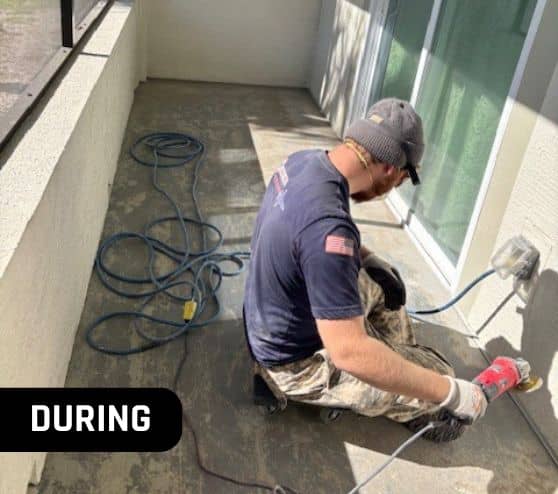 MACH ONE® employee installing new flooring for homeowner