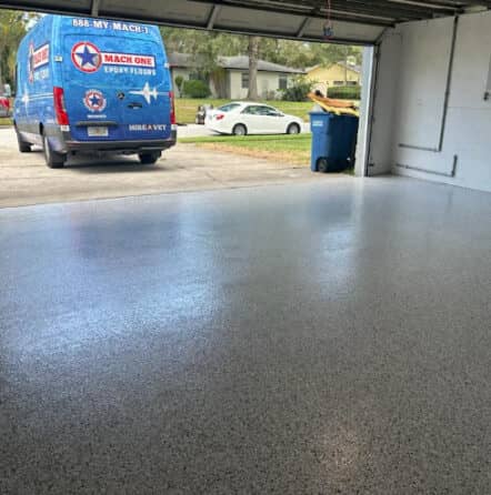 mach one van parked in front of garage in clearwater, fl