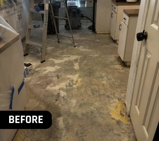 Before Metallic Arctic Pearl Epoxy Floor Project for Homeowner in Riverview, FL