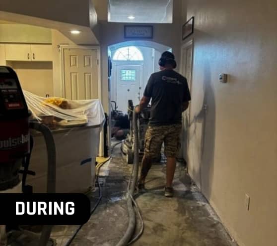During Metallic Arctic Pearl Epoxy Floor for Homeowner in Riverview, FL