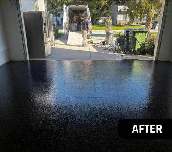 After Epoxy Flake Garage Service Floor for a Homeowner in Tampa, FL