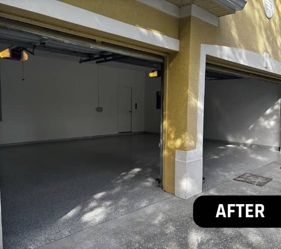 After Project Epoxy Flake Garage Floor for Veteran Homeowners in Valrico, FL