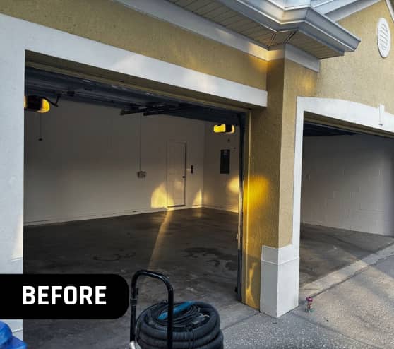 Before Epoxy Flake Garage Floor for Veteran Homeowners in Valrico, FL
