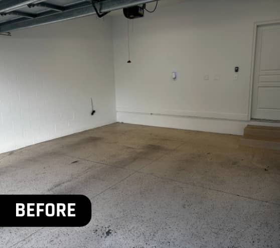Before Epoxy Flake Garage Project Floor for a Homeowner in Tampa, FL
