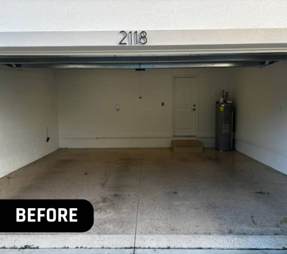 Before Epoxy Flake Garage Work Floor for a Homeowner in Tampa, FL