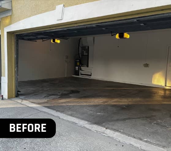 Before Project Epoxy Flake Garage Floor for Veteran Homeowners in Valrico, FL