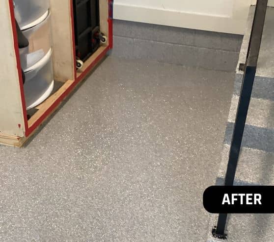 homeowner garage floor with new epoxy flooring